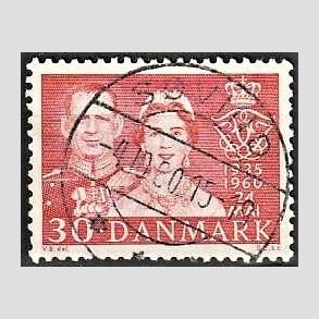 FRIM�RKER DANMARK | 1960 - AFA 384 - S�lvbryllup - 30 �re r�d - Pragt Stemplet S�vind