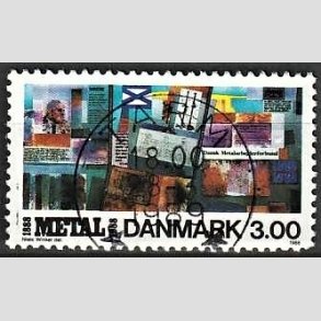 FRIM�RKER DANMARK | 1988 - AFA 915 - Dansk Metal 100 �r - 3,00 Kr. flerfarvet - Pragt Stemplet