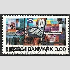 FRIM�RKER DANMARK | 1988 - AFA 915 - Dansk Metal 100 �r - 3,00 Kr. flerfarvet - Pragt Stemplet