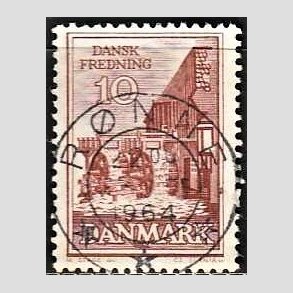 FRIM�RKER DANMARK | 1962 - AFA 407 - Fredningsserie - 10 �re r�dbrun - Pragt Stemplet R�nne