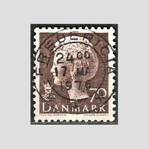 FRIMRKER DANMARK | 1974 - AFA 573 - Dronning Margrethe - 70 re brun - Pragt Stemplet Fredericia
