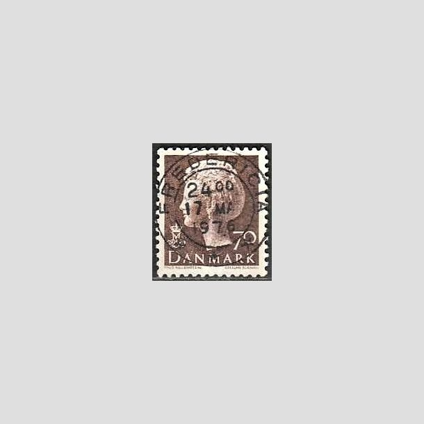 FRIMRKER DANMARK | 1974 - AFA 573 - Dronning Margrethe - 70 re brun - Pragt Stemplet Fredericia