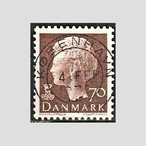 FRIMRKER DANMARK | 1974 - AFA 573 - Dronning Margrethe - 70 re brun - Pragt Stemplet