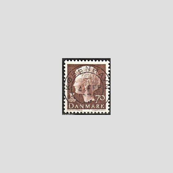 FRIMRKER DANMARK | 1974 - AFA 573 - Dronning Margrethe - 70 re brun - Pragt Stemplet