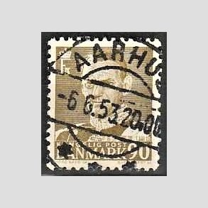 FRIMRKER DANMARK | 1952-53 - AFA 342 - Fr. IX 90 re oliven - Lux Stemplet Aarhus