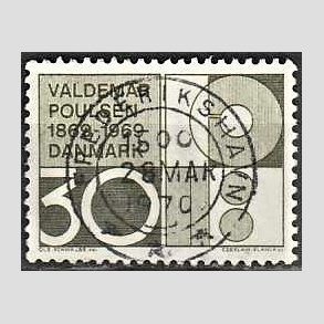 FRIM�RKER DANMARK | 1969 - AFA 490 - Valdemar Poulsen - 30 �re olivgr�n - Pragt Stemplet