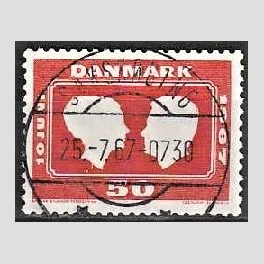 FRIMRKER DANMARK | 1967 - AFA 458F - Kongeligt bryllup - 50 re rd - Pragt Stemplet Sakskbing