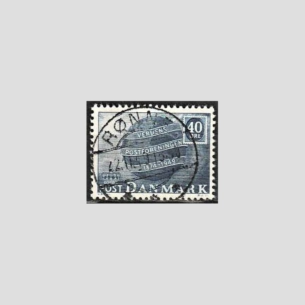 FRIMRKER DANMARK | 1949 - AFA 316 - Verdenspostforeningen 75 r - 40 re bl - Lux Stemplet