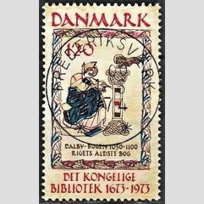 FRIM�RKER DANMARK | 1973 - AFA 550 - Det Kongelige Bibliotek 300 �r - 120 �re beige/brun/bl�/r�d - Pragt Stemplet Frederiksv�rk