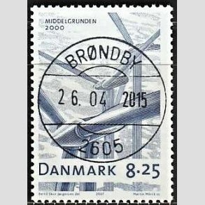 FRIM�RKER DANMARK | 2007 - AFA 1495 - Danske vindm�ller - 8,25 Kr. bl� - Pragt Stemplet