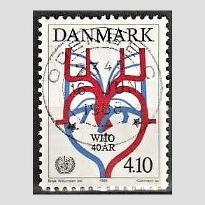 FRIM�RKER DANMARK | 1988 - AFA 909 - WHO 40 �r - 4,10 Kr. flerfarvet - Lux Stemplet Odense C