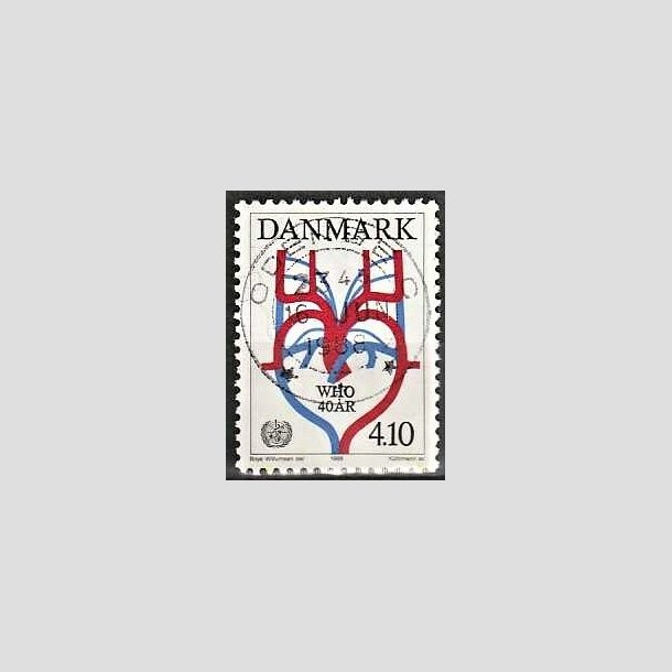 FRIMRKER DANMARK | 1988 - AFA 909 - WHO 40 r - 4,10 Kr. flerfarvet - Lux Stemplet Odense C