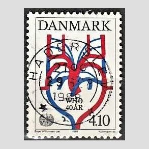 FRIM�RKER DANMARK | 1988 - AFA 909 - WHO 40 �r - 4,10 Kr. flerfarvet - Lux Stemplet Haderslev