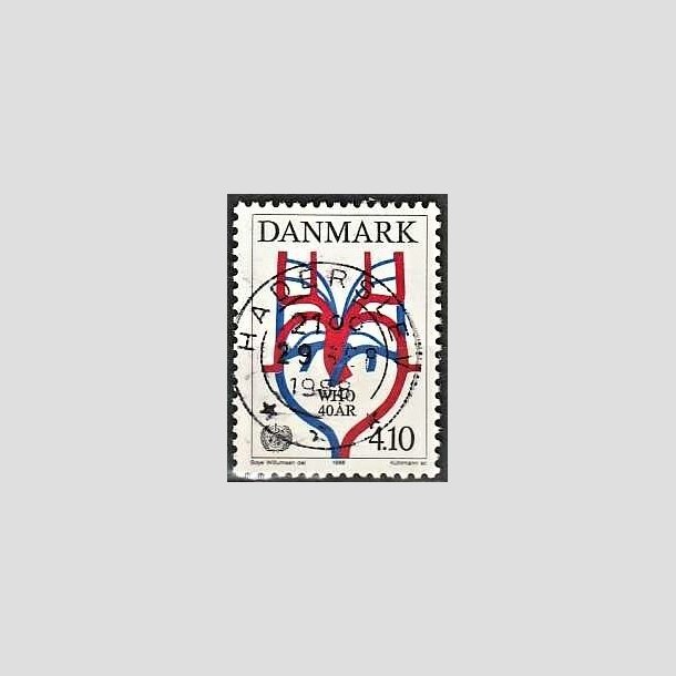 FRIMRKER DANMARK | 1988 - AFA 909 - WHO 40 r - 4,10 Kr. flerfarvet - Lux Stemplet Haderslev