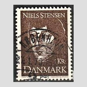 FRIM�RKER DANMARK | 1969 - AFA 488 - Niels Stensen - 1 Kr. brun - Lux Stemplet