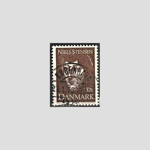 FRIMRKER DANMARK | 1969 - AFA 488 - Niels Stensen - 1 Kr. brun - Lux Stemplet