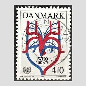 FRIM�RKER DANMARK | 1988 - AFA 909 - WHO 40 �r - 4,10 Kr. flerfarvet - Lux Stemplet
