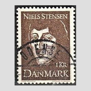 FRIM�RKER DANMARK | 1969 - AFA 488 - Niels Stensen - 1 Kr. brun - Lux Stemplet