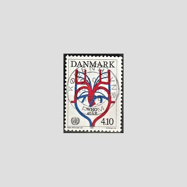 FRIMRKER DANMARK | 1988 - AFA 909 - WHO 40 r - 4,10 Kr. flerfarvet - Lux Stemplet Kbenhavn