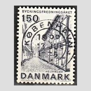 FRIM�RKER DANMARK | 1975 - AFA 593 - Bygningsfredning - 150 �re bl�gr� - Pragt Stemplet