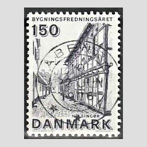 FRIM�RKER DANMARK | 1975 - AFA 593 - Bygningsfredning - 150 �re bl�gr� - Pragt Stemplet