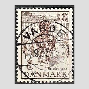 FRIM�RKER DANMARK | 1937 - AFA 240 - Chr. X 25 �re jubil�um 10 �re brun - Lux Stemplet Varde