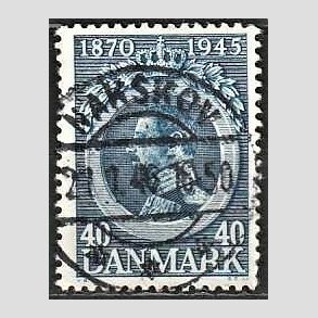 FRIM�RKER DANMARK | 1945 - AFA 292 - Chr. X 75 �r 40 �re bl� - Pragt Stemplet Nakskov