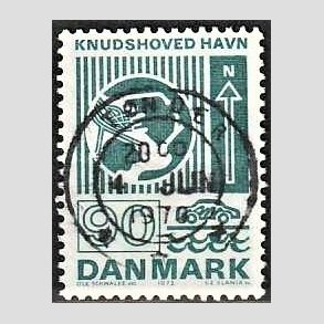 FRIM�RKER DANMARK | 1972 - AFA 537 - Trafiktekniske anl�g - 90 �re bl�gr�n - Pragt Stemplet T�nder