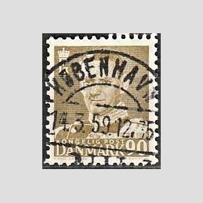 FRIMRKER DANMARK | 1952-53 - AFA 342 - Fr. IX 90 re oliven - Lux Stemplet Kbenhavn