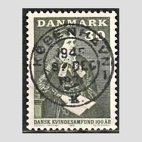FRIM�RKER DANMARK | 1971 - AFA 509 - Dansk Kvindesamfund 100 �r - 80 �re gr�gr�n - Pragt Stemplet K�benhavn