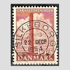 FRIMRKER DANMARK | 1953 - AFA 345 - Skamlingsbanken - 30 + 5 re rd - Pragt Stemplet Silkeborg