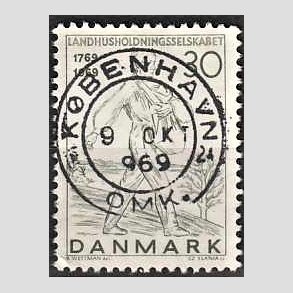 FRIM�RKER DANMARK | 1969 - AFA 477 - Landhusholdningsselskabet 200 �r - 30 �re gr�n - Pragt Stemplet
