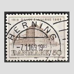 FRIM�RKER DANMARK | 1969 - AFA 483 - Dansk Samvirke 50 �r - 50 �re gr�brun - Pragt Stemplet Herning