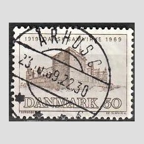 FRIM�RKER DANMARK | 1969 - AFA 483 - Dansk Samvirke 50 �r - 50 �re gr�brun - Pragt Stemplet