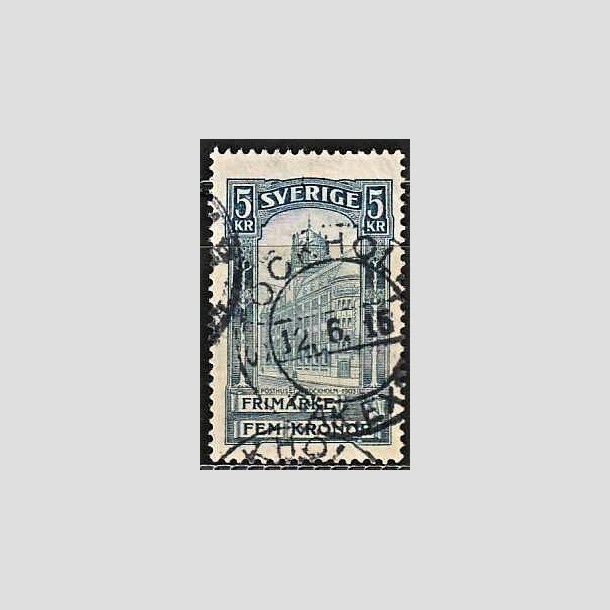 FRIMRKER SVERIGE | 1896 - AFA 54 - Centralpostbygningen i Stockholm - 5 Kr. bl - Stemplet