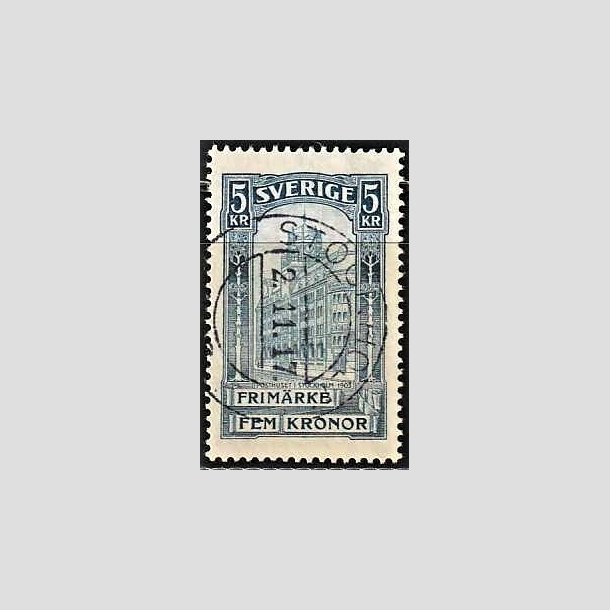 FRIMRKER SVERIGE | 1896 - AFA 54 - Centralpostbygningen i Stockholm - 5 Kr. bl - Stemplet