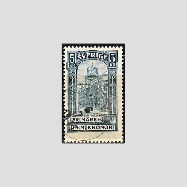 FRIMRKER SVERIGE | 1896 - AFA 54 - Centralpostbygningen i Stockholm - 5 Kr. bl - Stemplet