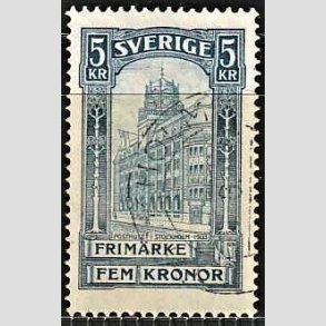 FRIMRKER SVERIGE | 1896 - AFA 54 - Centralpostbygningen i Stockholm - 5 Kr. bl - Stemplet