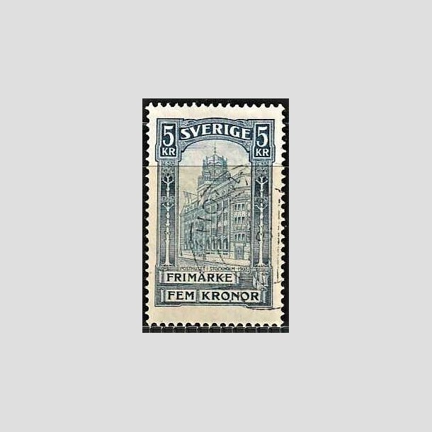 FRIMRKER SVERIGE | 1896 - AFA 54 - Centralpostbygningen i Stockholm - 5 Kr. bl - Stemplet