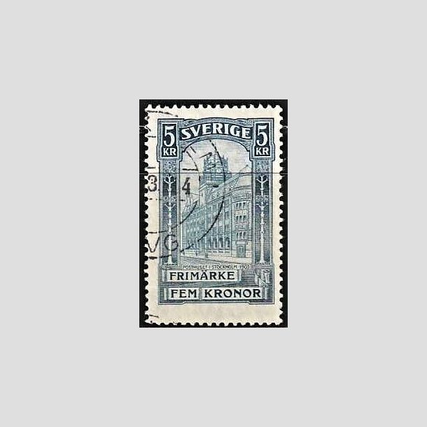 FRIMRKER SVERIGE | 1896 - AFA 54 - Centralpostbygningen i Stockholm - 5 Kr. bl - Stemplet