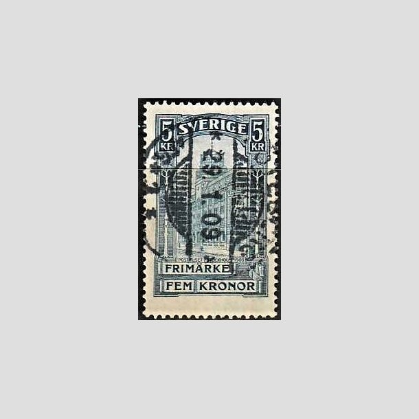 FRIMRKER SVERIGE | 1896 - AFA 54 - Centralpostbygningen i Stockholm - 5 Kr. bl - Stemplet