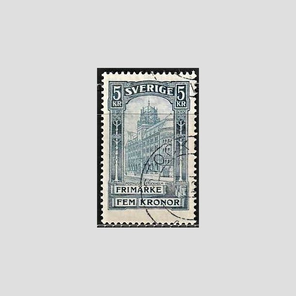 FRIMRKER SVERIGE | 1896 - AFA 54 - Centralpostbygningen i Stockholm - 5 Kr. bl - Stemplet