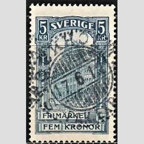 FRIMRKER SVERIGE | 1896 - AFA 54 - Centralpostbygningen i Stockholm - 5 Kr. bl - Stemplet