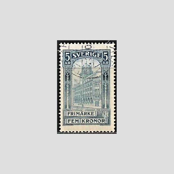 FRIMRKER SVERIGE | 1896 - AFA 54 - Centralpostbygningen i Stockholm - 5 Kr. bl - Stemplet