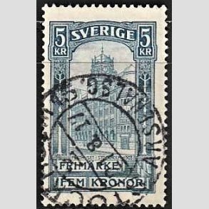 FRIMRKER SVERIGE | 1896 - AFA 54 - Centralpostbygningen i Stockholm - 5 Kr. bl - Stemplet
