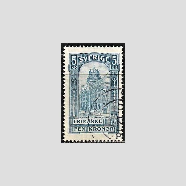 FRIMRKER SVERIGE | 1896 - AFA 54 - Centralpostbygningen i Stockholm - 5 Kr. bl - Stemplet