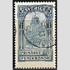 FRIMRKER SVERIGE | 1896 - AFA 54 - Centralpostbygningen i Stockholm - 5 Kr. bl - Stemplet