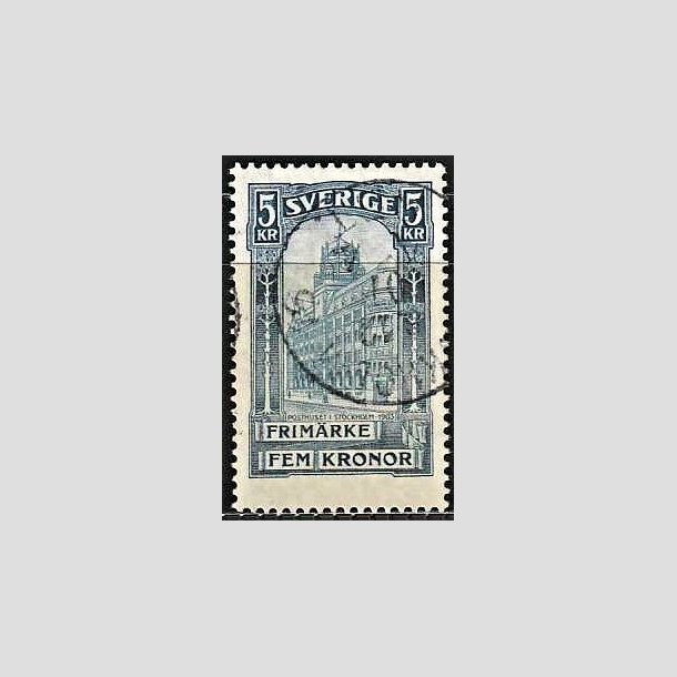 FRIMRKER SVERIGE | 1896 - AFA 54 - Centralpostbygningen i Stockholm - 5 Kr. bl - Stemplet