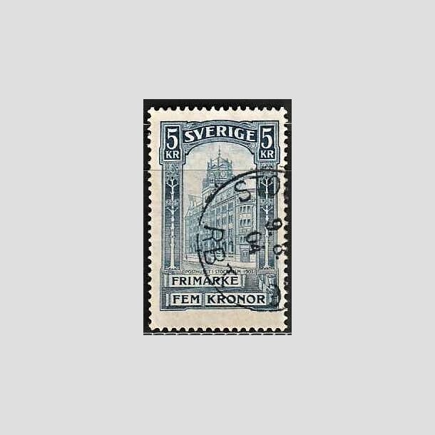 FRIMRKER SVERIGE | 1896 - AFA 54 - Centralpostbygningen i Stockholm - 5 Kr. bl - Stemplet