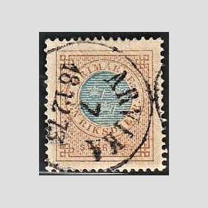 FRIMRKER SVERIGE | 1872 - AFA 26 - Ringtype tk. 14 uden vandmrke - 1 riksdaler brun/bl - Stemplet